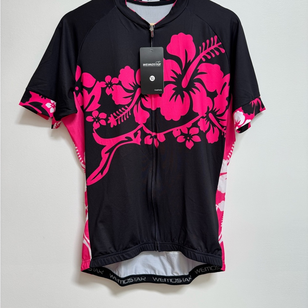 Weimostar Bicycle Jersey Floral Zip Up Top - Picture 2 of 12